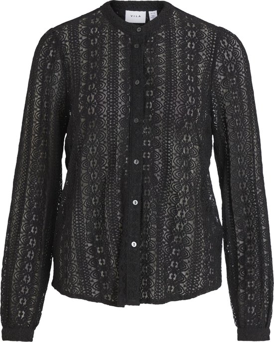 Vila VICHIKKA LACE L/ S SHIRT- NOOS Chemisier Femme Noir - Taille XS