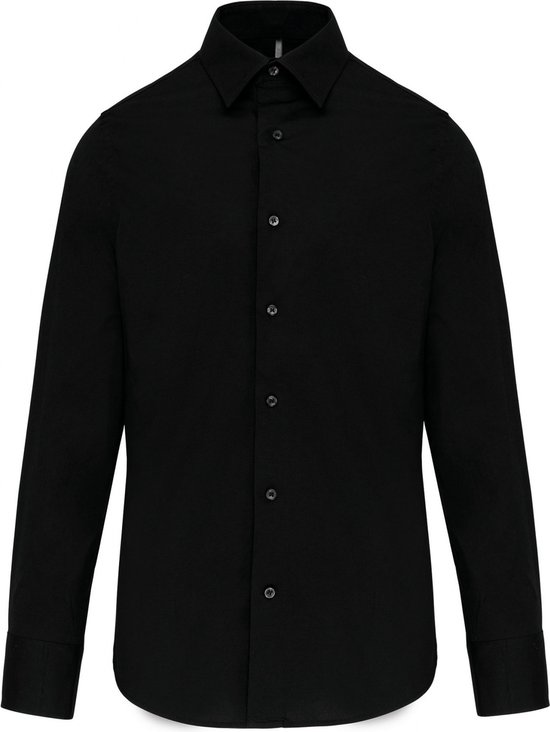 Overhemd Heren L Kariban Lange mouw Black 100% Katoen