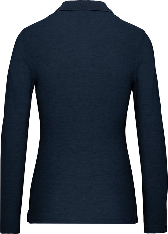 Polo Dames M WK. Designed To Work Kraag met knopen Lange mouw Navy 65% Polyester, 35% Katoen