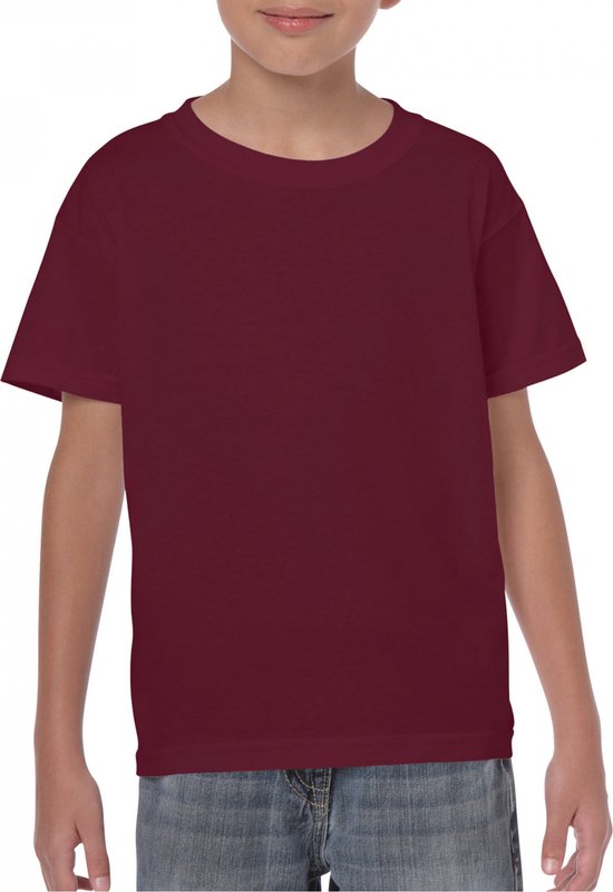 T-shirt Kind 5/6 years (S) Gildan Ronde hals Korte mouw Maroon (x72) 100% Katoen