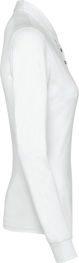 Polo Femme XL Col Kariban avec boutons Manches longues White 98% Katoen, 2% Elasthanne, 10% Viscose