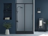 Porte de douche coulissante style industriel - Zwart mat - 120 x 195 cm - TORONI L 120 cm x H 195 cm x P 0,6 cm