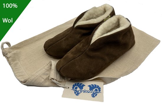 Bernardino Pantoufles Espagnols Unisexe 100% Laine - Marron - Taille 48 - avec sac de rangement