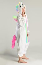 KIMU Onesie Regenboog Pegasus Pak - Maat 152-158 - Pegasuspak Kostuum Unicorn Wit - Kinder Dierenpak Huispak Jumpsuit Pyjama Meisje Festival