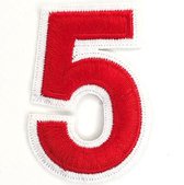 Cijfer Nummer 0 Tot En Met 9 Strijk Emblemen Rood Wit Cijfer 5 / 5.6 cm / 8 cm