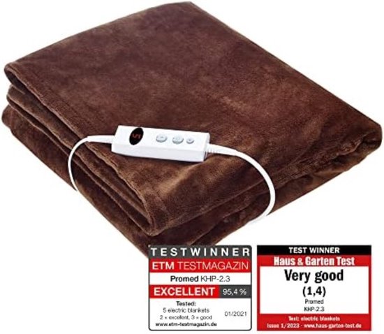 Verwarmde deken - Verwarmingsdeken - Elektrische bovendeken - Bruin