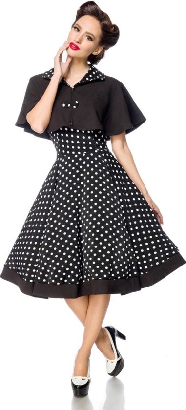 Belsira - 50050 Polkadot Swing jurk - 4XL - Zwart