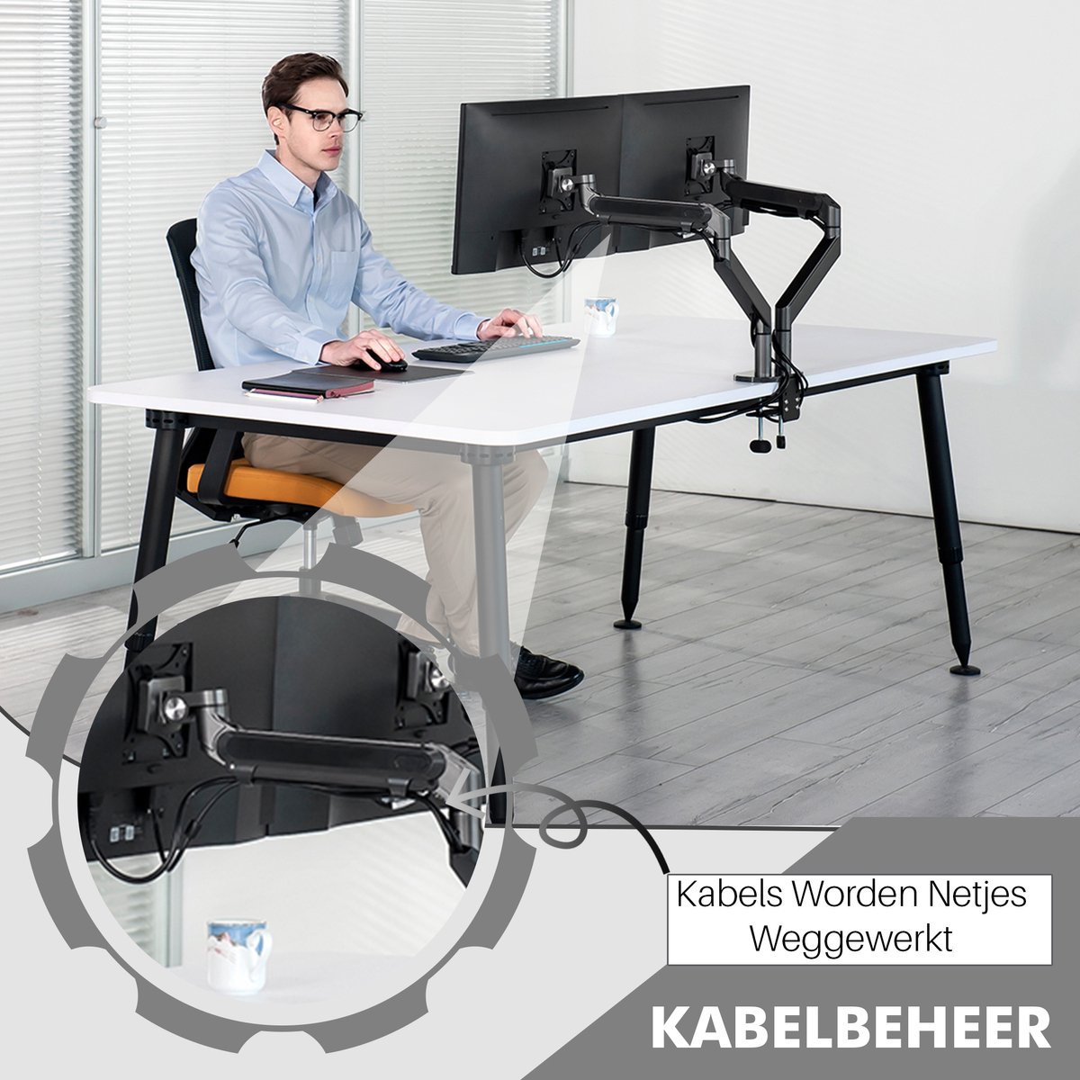 LEVANTU Dubbele Monitor Arm thumbnail 3