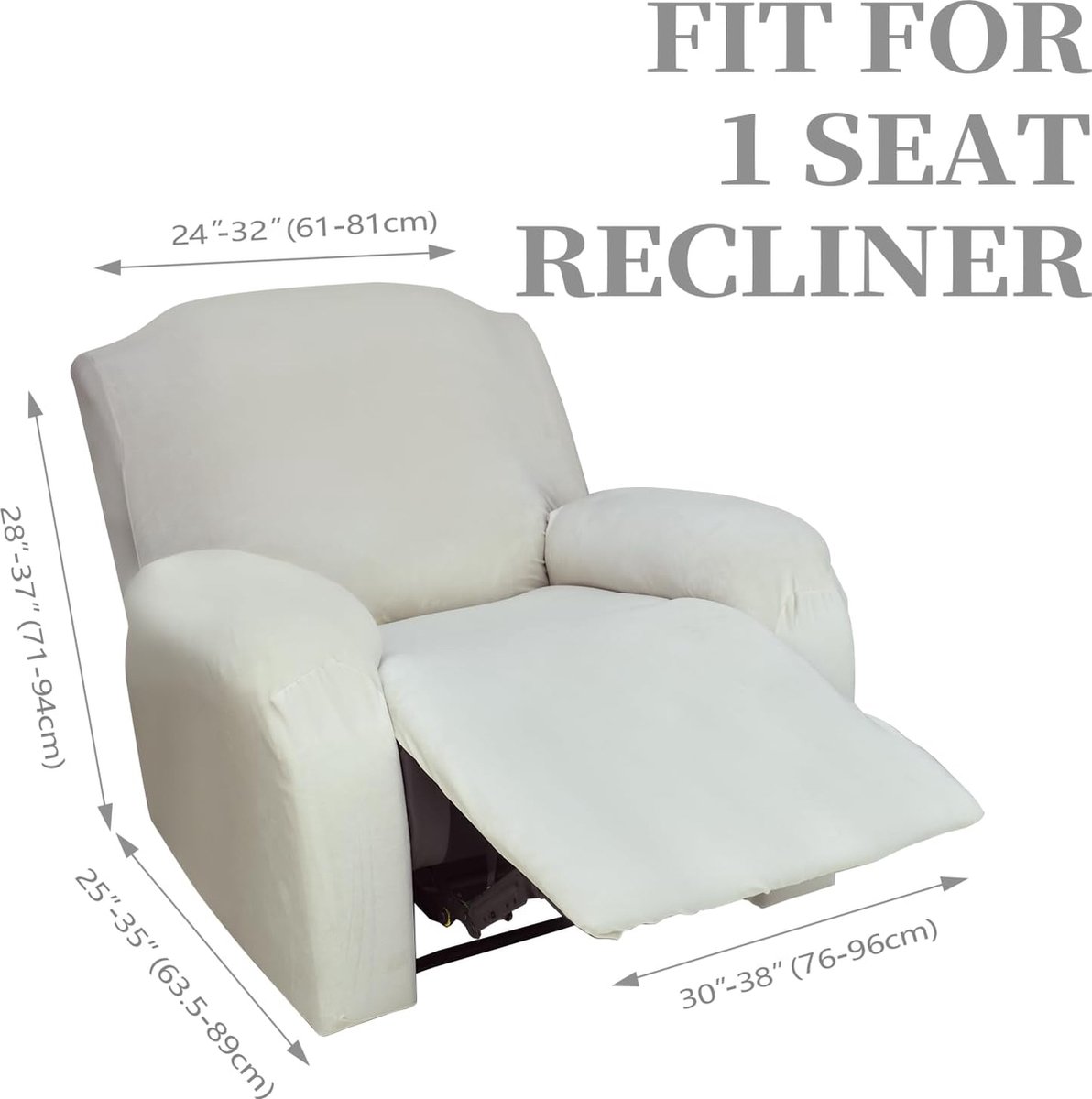 4 Piece All-Inclusive Chair Cover Plain Velvet Elastic Stretch Recliner Chair Cover Recliner Chair Protector Stretch Chair Cover with Pockets Recliner Cover (Gray-Brown