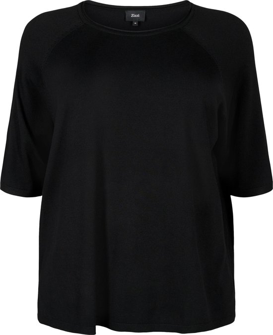 ZIZZI CACARRIE, 3/4, PULLOVER Dames Blouse - Black - Maat L (50-52)