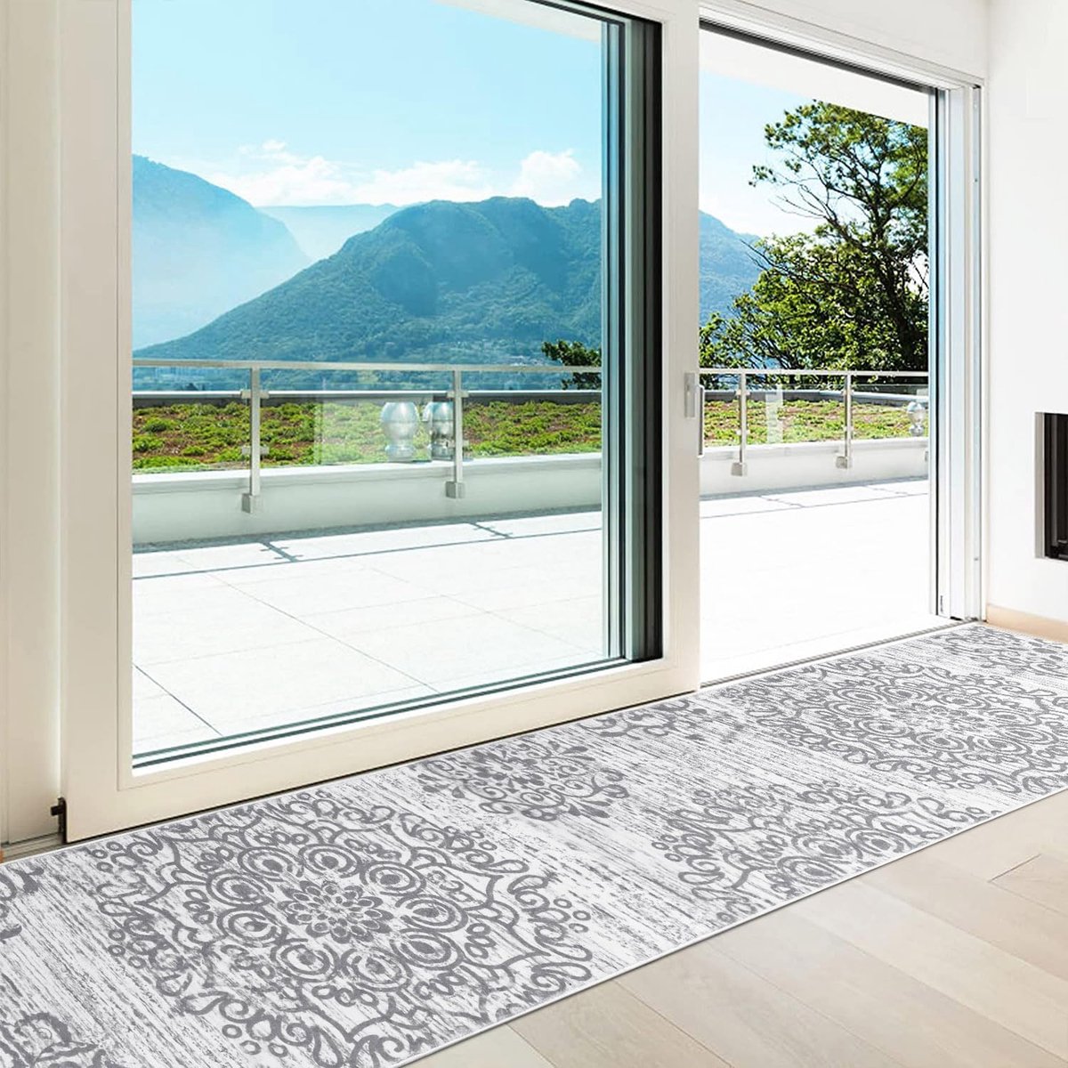 Anro - Tapis de couloir long - Antidérapant - Lavable - 110 x 400 cm