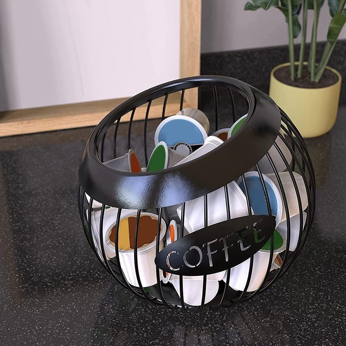 Soporte de la Cápsula de café Zpshyd Almacenamiento de la Vaina de café con Forma de Fruta con Decoración del Hogar del Tapa de la Base de Madera (Negro Soporte de la Cápsula de café Zpshyd Almacenamiento de la Vaina de café con Forma de Fruta con Decoración del Hogar del Tapa de la Base de Madera (Negro