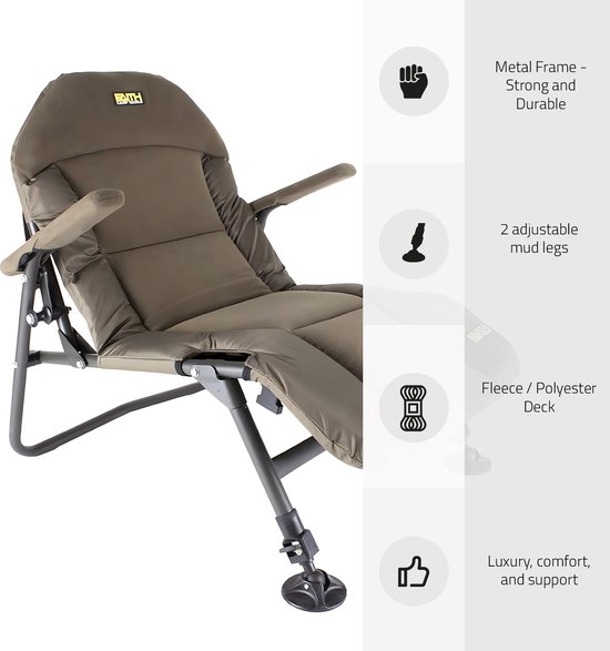 Faith Lounge Chair Small- Karperstoel - Visstoel - Campingstoel - Opklapbaar - Armleuning - Fleece Zitting - Zeer Comfortabel - Groen van Merkloos — afbeelding 5