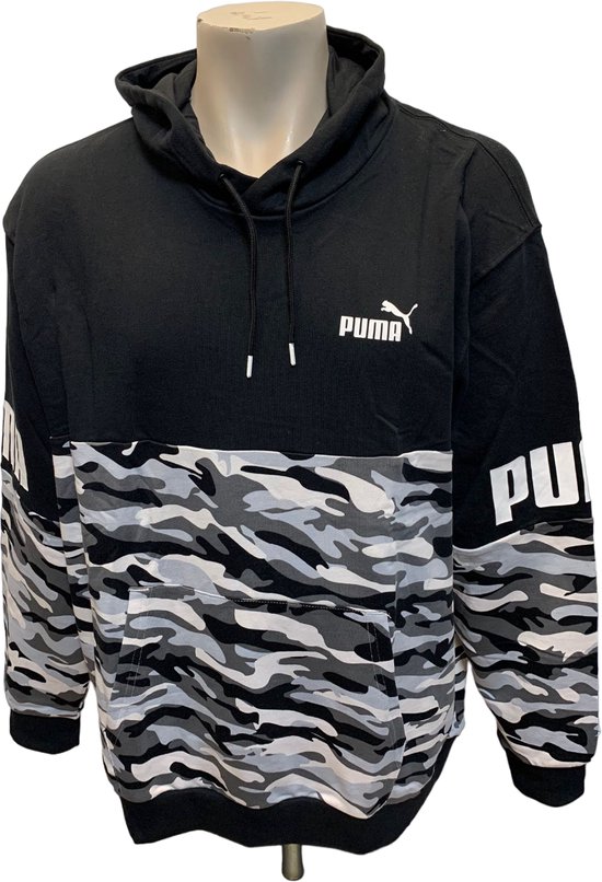 Puma Power Camo Hoodie maat L kleur zwart/wit/grijs