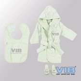 VIB® - Giftset Luxe Katoen - VIB slabbetje, badjas en slippers (Mint) - Babykleertjes - Baby cadeau