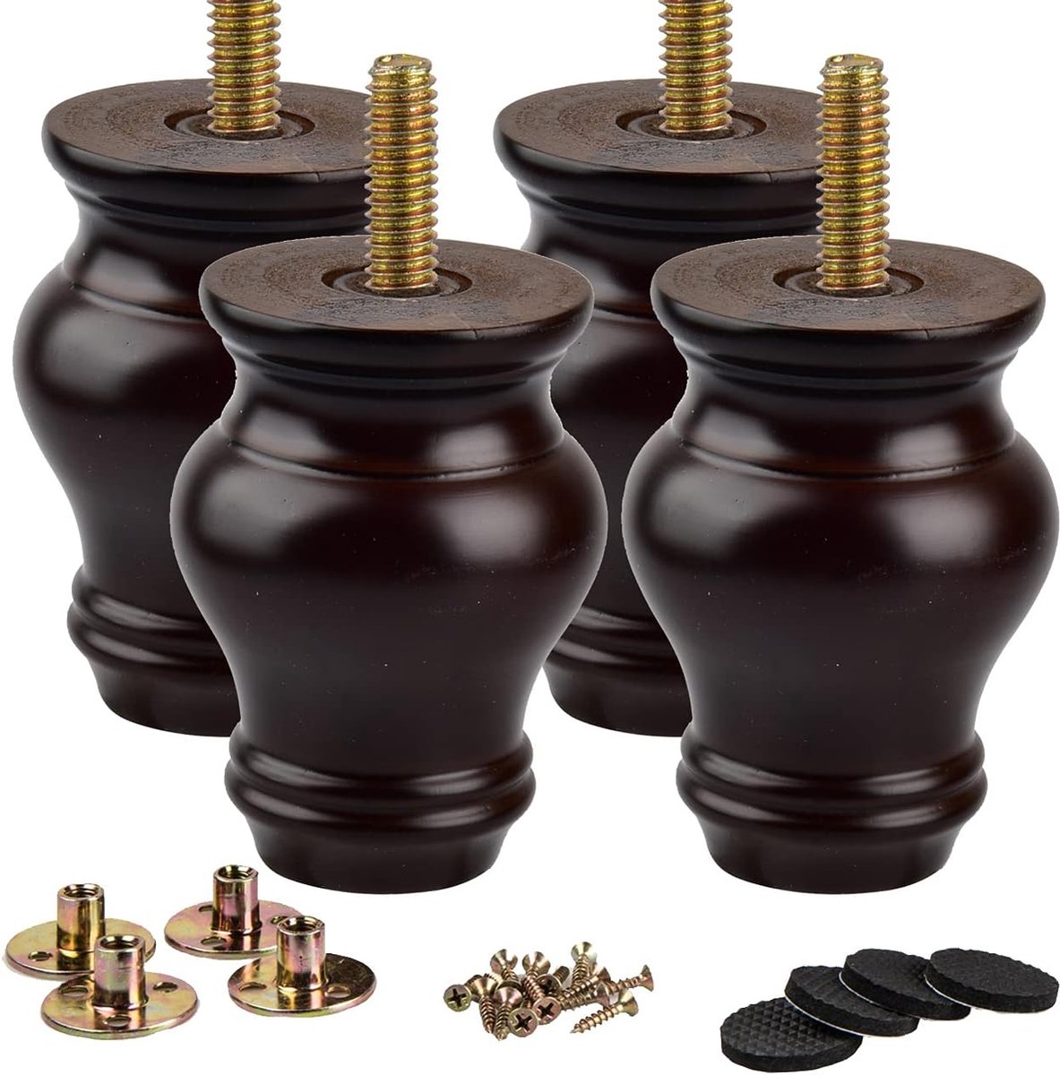 Houten ronde meubelpoten, set van 4, tv-kastpoten, steunpoten, massief hout, bankpoten, bureau tafelpoten, bedpoten, vervangende meubelpoten, salontafelpoten, M8 bouten & rubberen pads houten poten (70 cm