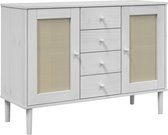 vidaXL - Dressoir - SENJA - rattan-look - 112x40x80 - cm - massief - grenenhout - wit