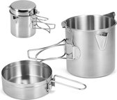 Camping kookgerei 1L Camping pot Roestvrijstalen beker Outdoor kookpot met deksel en inklapbaar handvat Camping servies voor kamperen, wandelen, vissen, picknicken