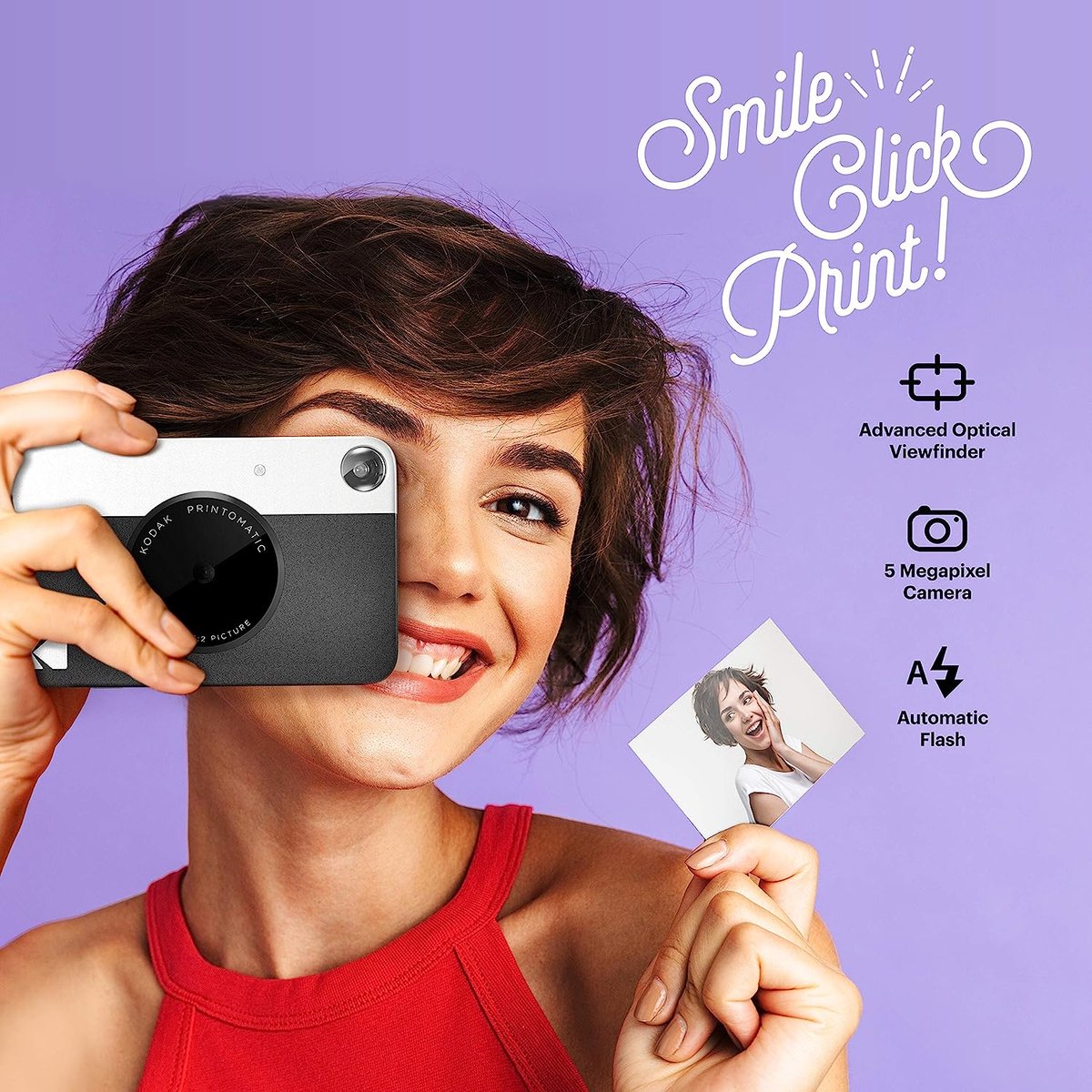 KODAK SMILE Printer - Imprimante Photo Bluetooth Compacte - Blanc/Jaune -  Cdiscount Appareil Photo