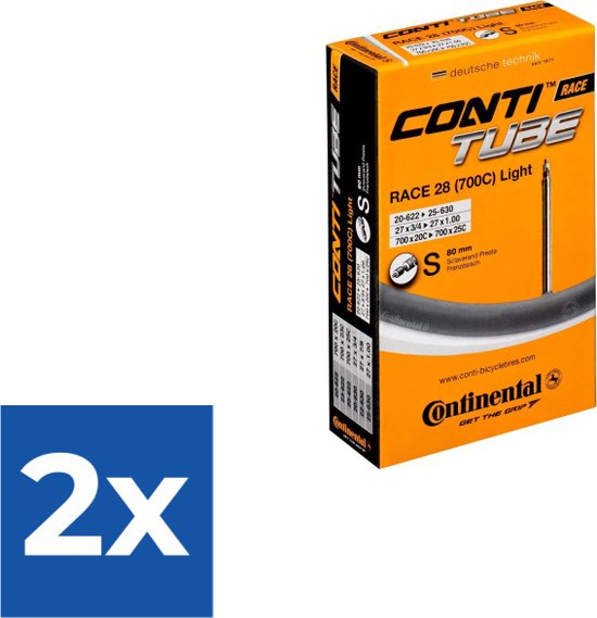 Continental Binnenband Race Light 28 Inch (18/25-622/630) Fv 80 Mm - Voordeelverpakking 2 stuks