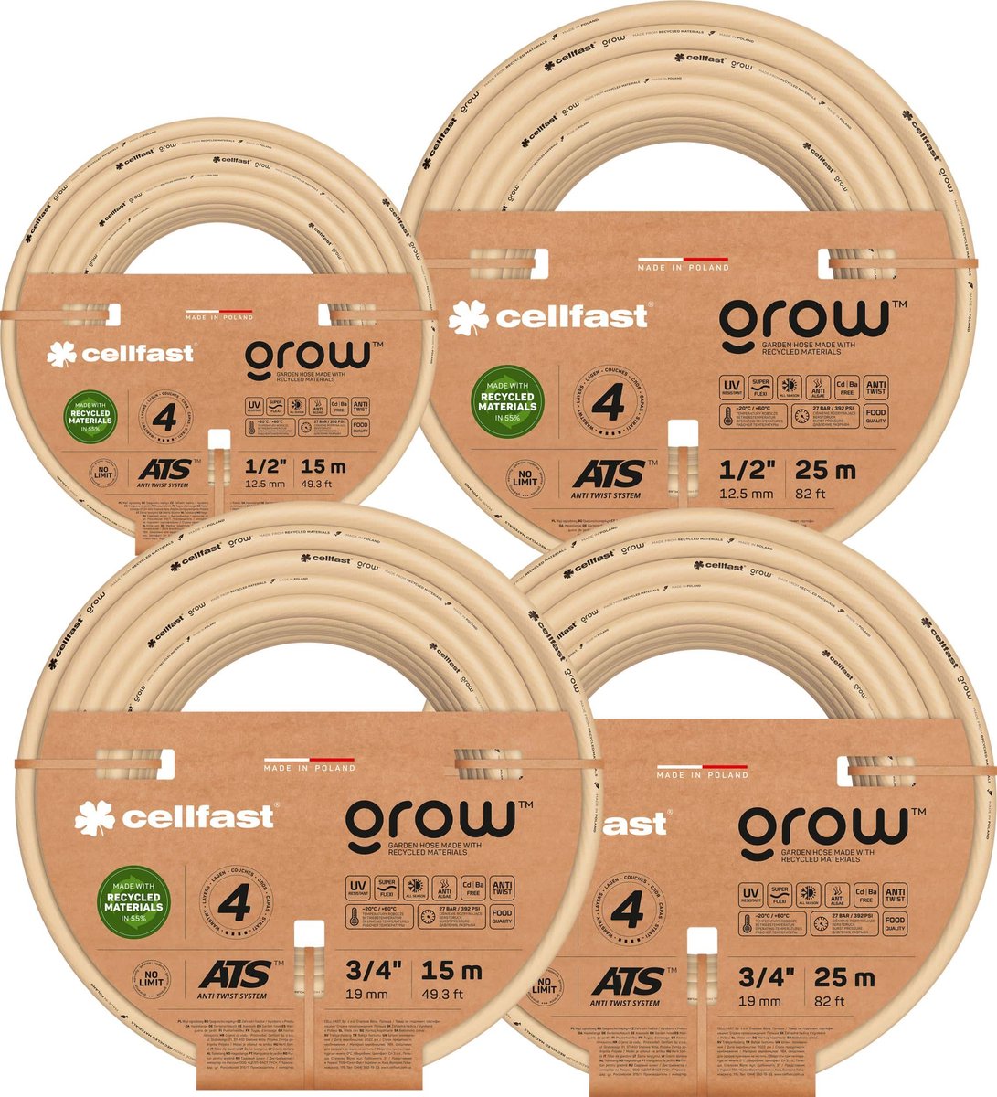 Cellfast GROW - 4-laags tuinslang 3/4