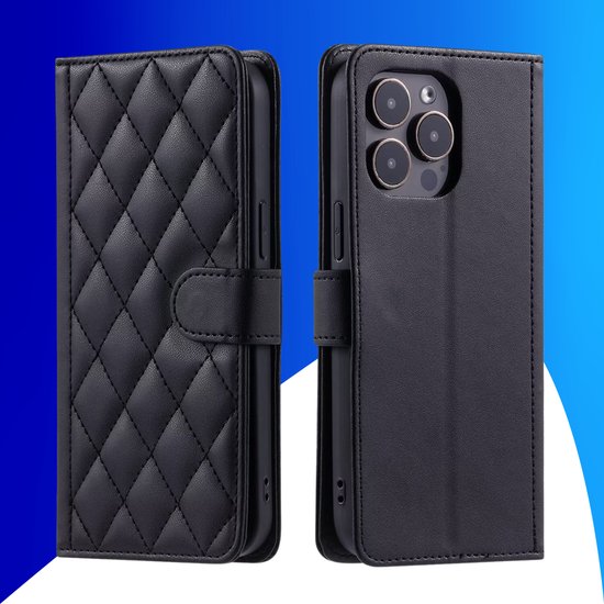 Étui adapté pour iPhone XR - Bookcase - Porte-cartes - Cordon - Simili cuir - Zwart