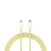 Câble ShieldCase USB-C vers Lightning adapté à Apple iPhone - Câble de chargement pour iPhone (1 mètre) - Convient comme chargeur rapide et synchronisation de données - Matériau en nylon tressé robuste (jaune)