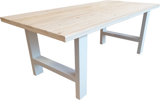 Wood4you - Eettafel Seattle blanco geschaafd vurenhout - wit - 210/90 cm