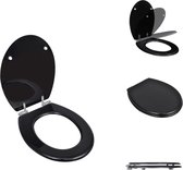 vidaXL Toiletbril - Soft-Close - Zwart - Totale afmetingen- 45 x 36 x 5 cm - Zitting- 42.5 x 36 cm - MDF - Chroom-zinklegering - Verstelbare scharnieren - Toiletbril