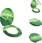 vidaXL WC-bril - MDF - chroom-zinklegering - 42.5 x 35.8 cm - 43.7 x 37.8 cm - 28 x 24 cm - 5.3-5.5 cm - groen waterdruppel-design - Toiletbril