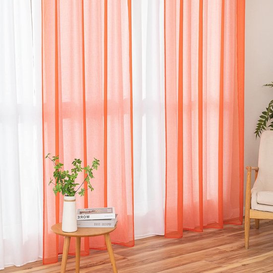 halfdoorzichtig, vintage, decoration curtain ,55W x 88L Orange