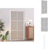 vidaXL Glazen Binnendeur - 102.5 x 201.5 cm - Gehard glas - Wit - Transparant - Inclusief Montagemateriaal - Verticale Decoratieve Lijn - Aluminium Handvat - Deurhor