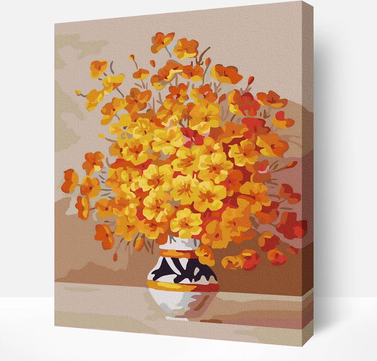 Schilderen Op Nummer Volwassenen DIY Paint By Number Compleet Hobby Pakket op Frame met Vernis - ®Arty Bee - Bloemen Trio - 3x40x50cm — afbeelding 13