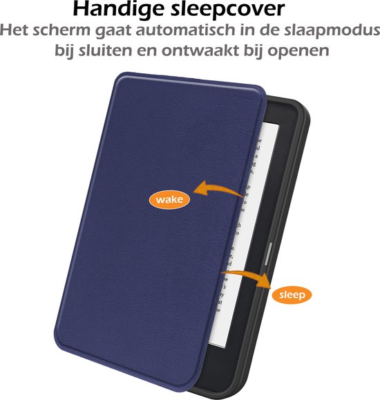 Hoesje Geschikt voor Kobo Clara 2E Hoes Book Case - Hoes Geschikt voor Kobo Clara 2E Hoesje Book Cover Met Screenprotector - Donkerblauw van Hoesje  — afbeelding 5