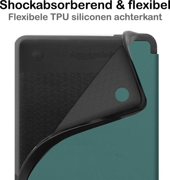 Hoesje Geschikt voor Kobo Clara 2E Hoesje Luxe Bescherm Case Met Screenprotector - Hoes Geschikt voor Kobo Clara 2E Hoes Book Cover - Donkergroen van Hoesje  — afbeelding 3