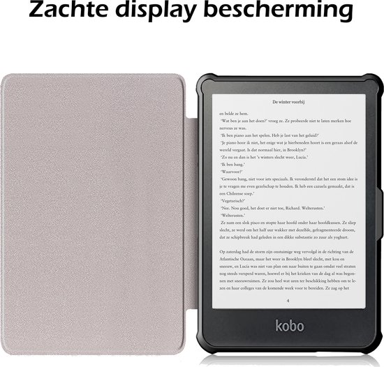 Hoesje Geschikt voor Kobo Nia Hoes Book Case - Hoes Geschikt voor Kobo Nia Hoesje Book Cover Met Screenprotector - Lichtblauw van Hoesje  — afbeelding 5