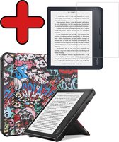 Hoesje Geschikt voor Kobo Libra 2 Hoesje Luxe Bescherm Case Trifold Met Screenprotector - Hoes Geschikt voor Kobo Libra 2 Hoes Book Cover - Graffity