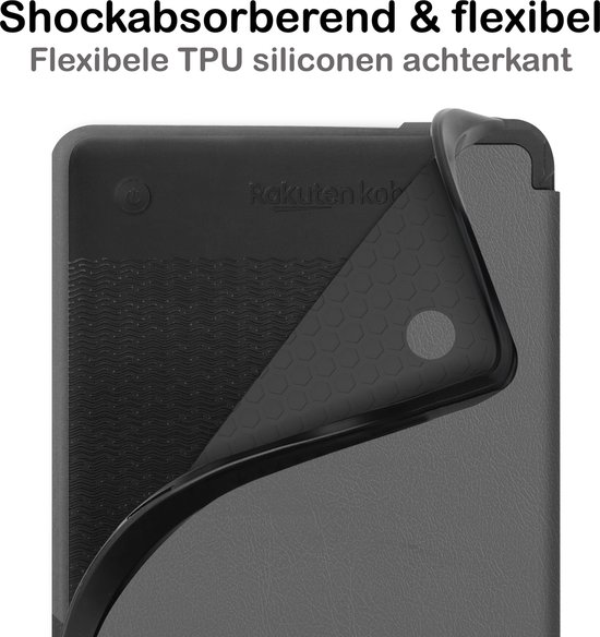 Hoesje Geschikt voor Kobo Clara 2E Hoesje Luxe Bescherm Case Met Screenprotector - Hoes Geschikt voor Kobo Clara 2E Hoes Book Cover - Grijs van Hoesje  — afbeelding 3