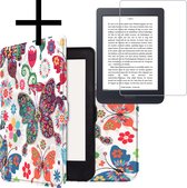 Hoes Geschikt voor Kobo Nia Hoesje Bookcase Cover Book Case Hoes Sleepcover Met Screenprotector - Vlinders
