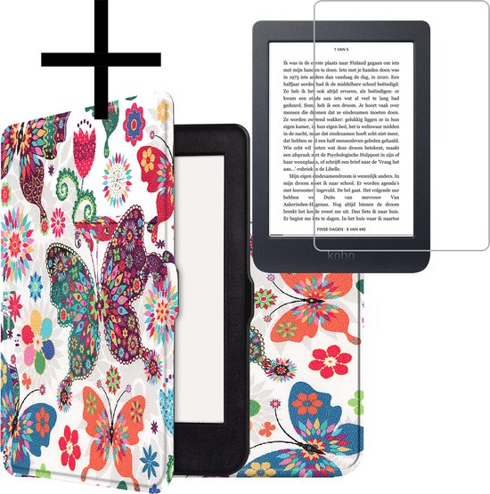 Lunso Kobo Libra Colour hoes - echt leren sleepcover - Zwart