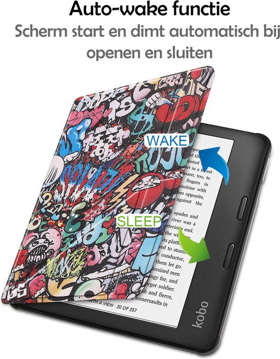 Hoesje Geschikt voor Kobo Sage Hoes Bescherm Hoesje Case Sleep Cover Trifold Met Screenprotector - Hoes Geschikt voor Kobo Sage Hoesje - Graffity van Hoesje  — afbeelding 4