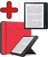 Hoesje Geschikt voor Kobo Sage Hoesje Luxe Bescherm Case Met Screenprotector - Hoes Geschikt voor Kobo Sage Hoes Book Cover - Rood