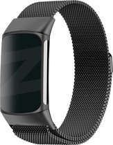 Bandz Milanese loop band geschikt voor Fitbit Charge 5 / Charge 6 - Hoogwaardig gevlochten stalen materiaal - Milanees bandje met magneetsluiting - zwart