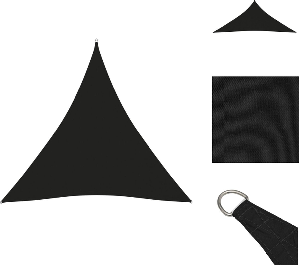 VidaXL Zonnezeil Driehoekig 4.5 x 4.5 x 4.5 m Zwart PU-gecoat oxford stof Parasol