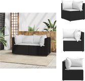 vidaXL Tuinhoekbank - Trendy - Tuinmeubelen - 63x63x57.5 cm - Zwart - wit kussen - Weerbestendig PE-rattan - Loungebank