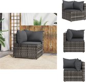 vidaXL Tuinhoekbank - Trendy - Hoekbank - 63x63x57.5 cm - Weerbestendig PE-rattan - Staalframe - Modulair - Grijs - Antraciet kussen - 4 kussens - Verstelbare poten - Loungebank