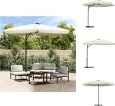 vidaXL Parasol Zandwit - 300 x 250 cm - UV-beschermend polyester - Stabiele stalen paal - Met zwengelmechanisme - Parasol