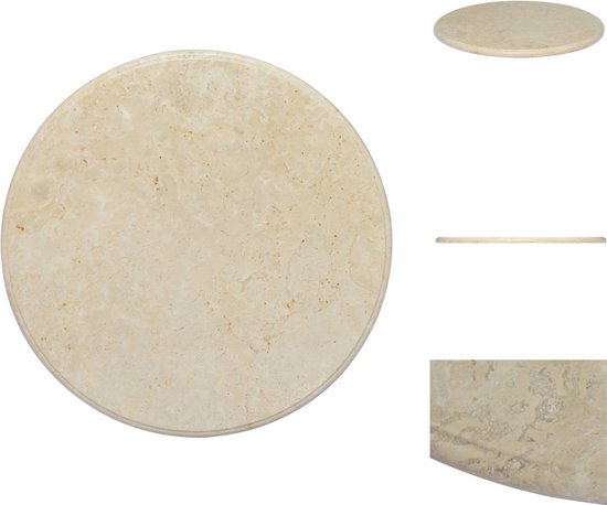 vidaXL Marmeren tafelblad - Ø60 x 2.5 cm - crème - Stevig - eenvoudig te reinigen - Geen kleurverschillen - Vervangend tafelblad - Tafelonderdeel