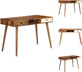 vidaXL Table d'écriture en bois de Sesham - Marron et Wit - 110 x 55 x 76 cm - Avec 3 compartiments de rangement - Bureau