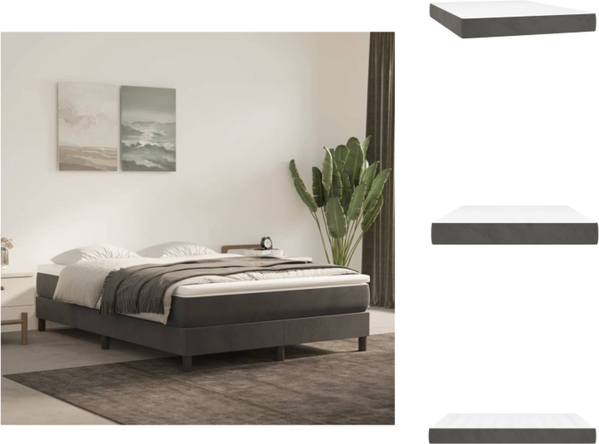 vidaXL Pocketveringmatras - Pocketveringmatrassen - Matras - Pocketvering Matras - Pocketveringmatras 140x190x20 cm fluweel donkergrijs